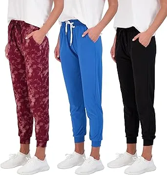 Real Essentials Women's Ultra-Soft Lounge Joggers with Pockets (3 Pack)