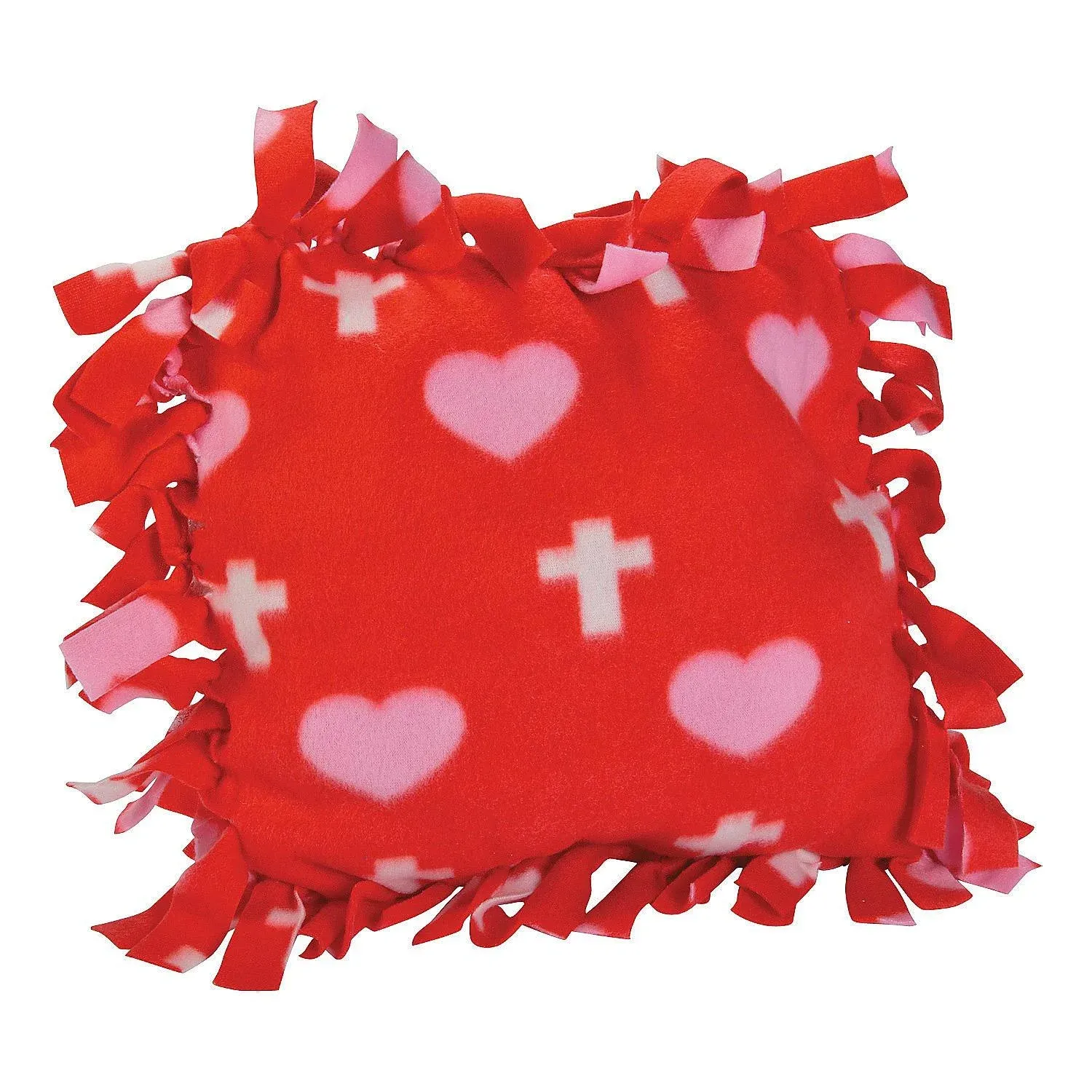 Cross Print Fleece Tied Pillow Craft Kit - Makes 6