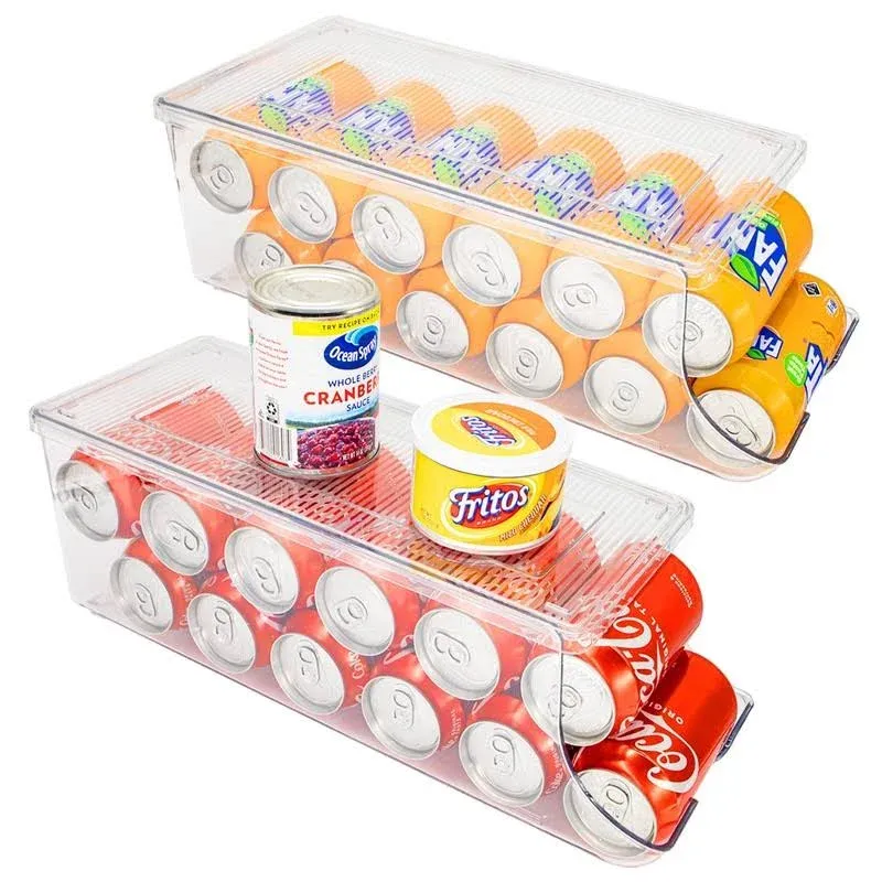 SCAVATA 2 Pack Soda Can Organizer for Refrigerator, Stackable Canned Food Pop ...