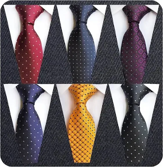 Adulove Men&#039;s Necktie Classic Silk Tie Woven Jacquard Neck Ties 6 PCS