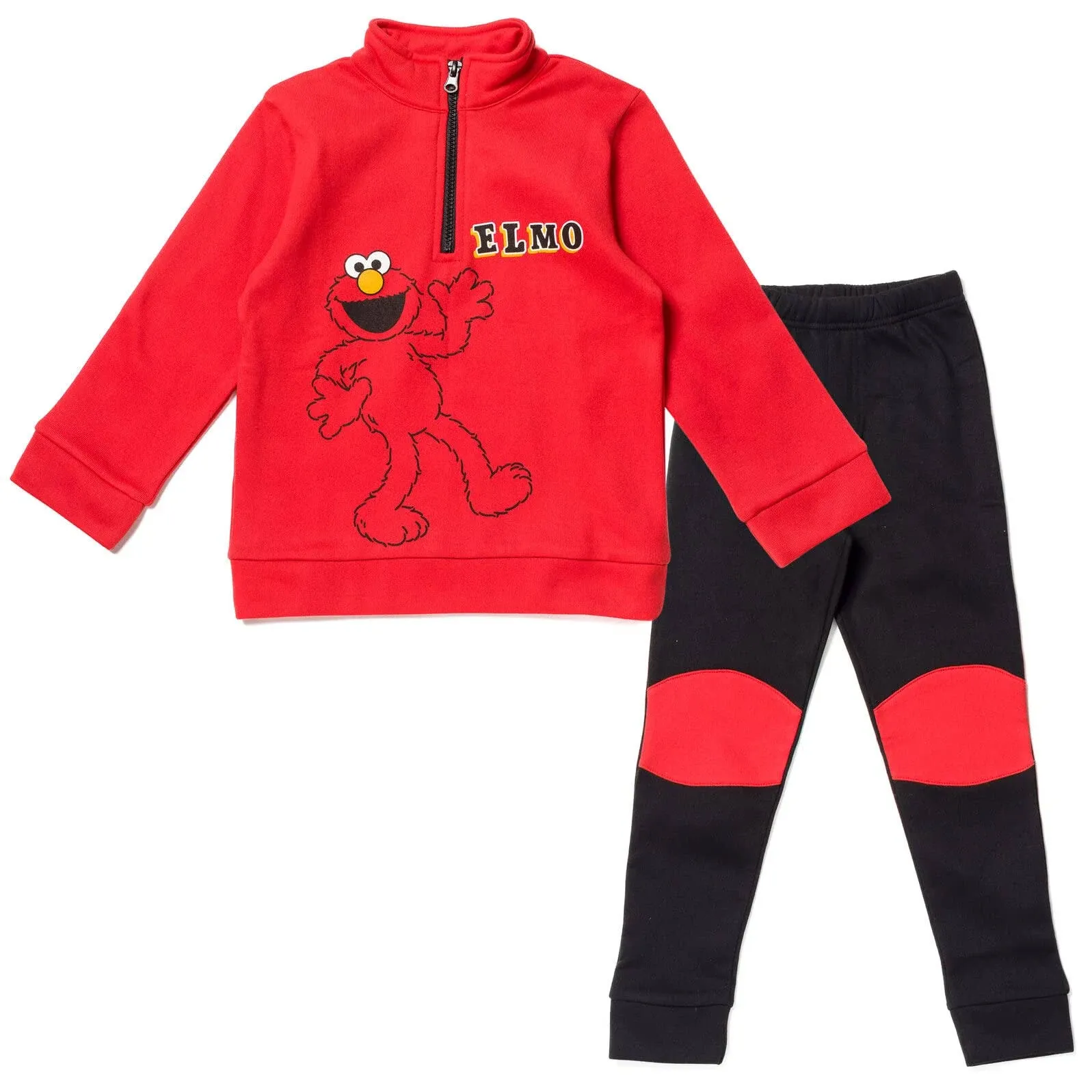 Sesame Street Elmo Toddler Boys Fleece Half Zip Sweatshirt and Pants Set Red ...