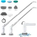 Leebein Electric Spin Scrubber, Cordless Cleaning Brush with 8 Replaceable Heads, Adjustable Extension Handle, 2 Speeds & Remote Control,Power for