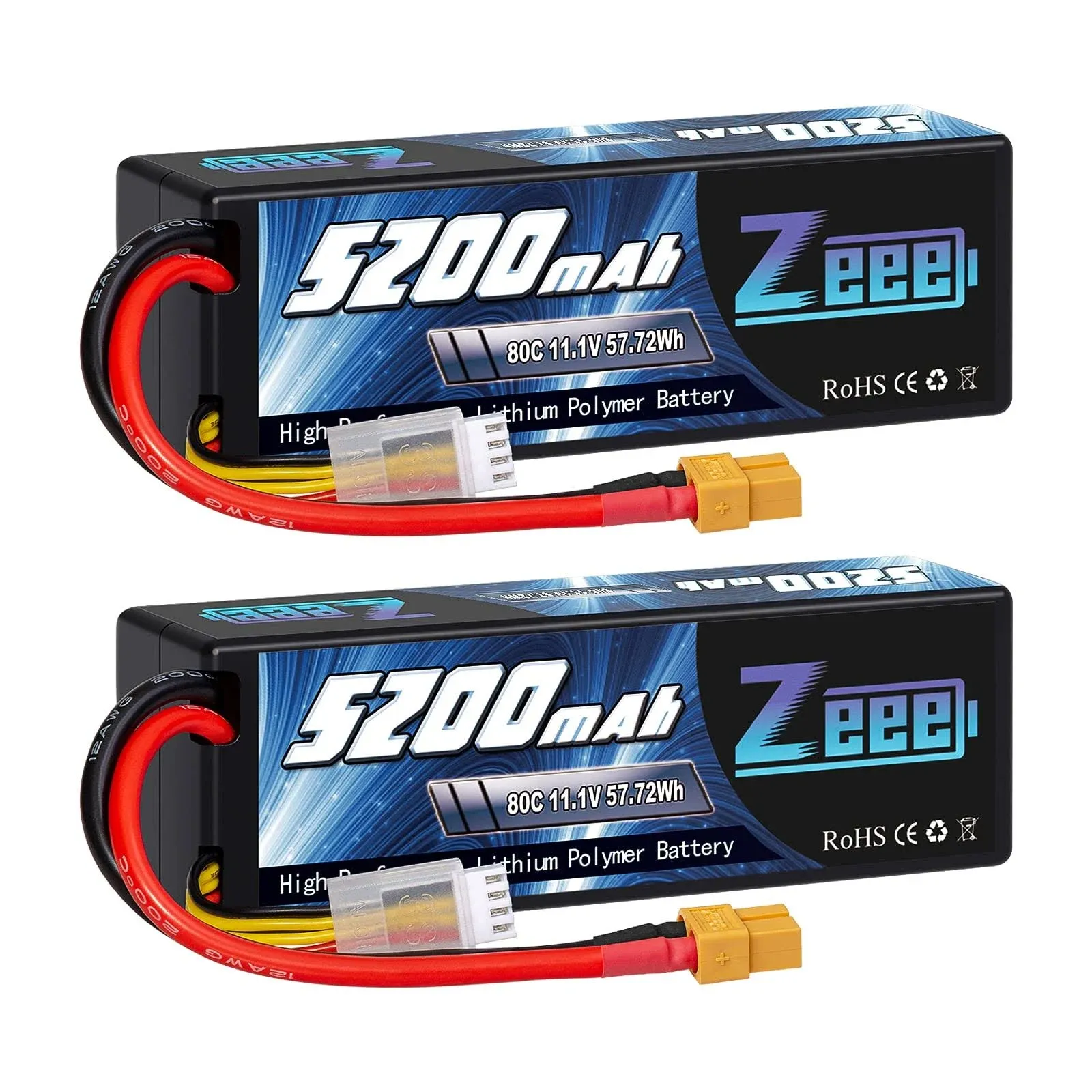  3S 5200mAh Lipo Battery 11.1V 80C Hard Case with XT60 Connector for RC Car 