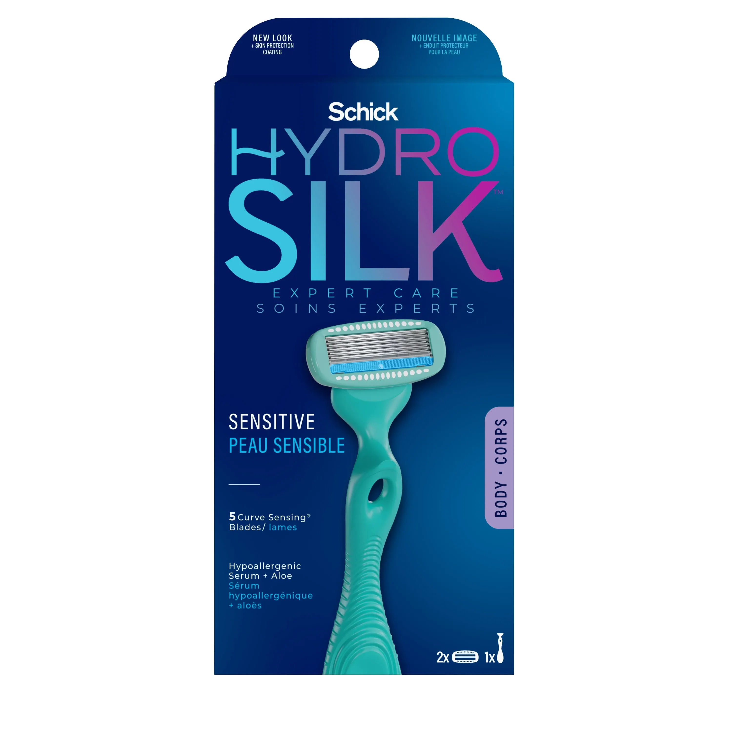 Schick Hydro Silk Sensitive Care Women's Razor - 1 Razor Handle Plus 2 Refill Razor Blades