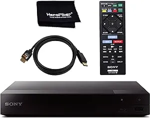 Lecteur DVD Blu-Ray Home Cinéma 3D avec mise à l'échelle 4K de Sony avec Wi-Fi, comprend un câble HDMI, une télécommande officielle Sony et un chiffon