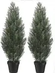 TRESIL Two 3 Foot Outdoor Artificial Cedar Trees Potted Plants