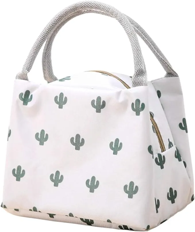 Leprato Reusable Lunch Bag Large Capacity Cactus Lunch Box Insulated Lunch Tote Bag for Women Girls