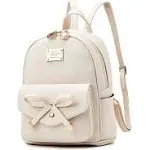 Girls Bowknot Cute Leather Backpack Mini Backpack Purse for Women