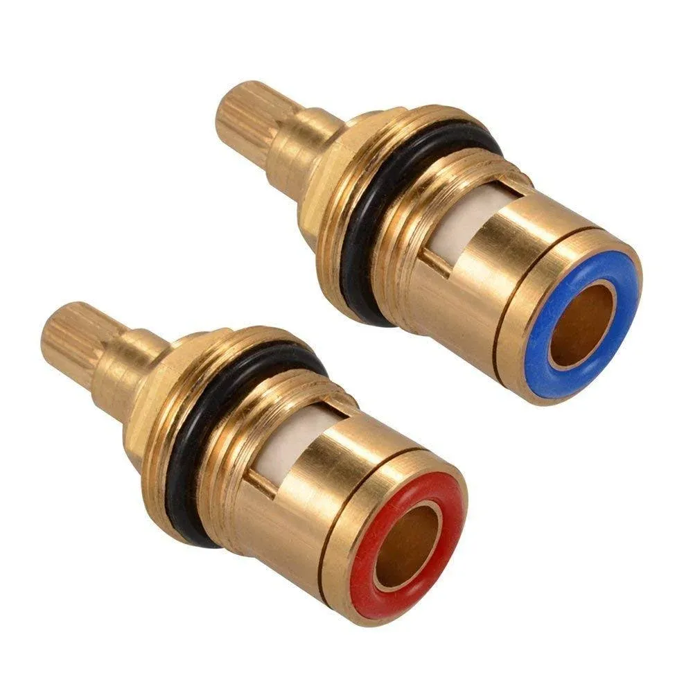 ANTOPY Brass Ceramic Stem Disc Cartridge Faucet Valve Replacement Quarter Turn 1/2" for Bathroom Kitchen Tap (1 Pair Hot & Cold) WR2DA1