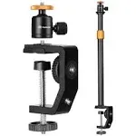 C Clamp Stand Camera Desk Mount with Standard 1/4 Screw Ball Head and 33-60cm...