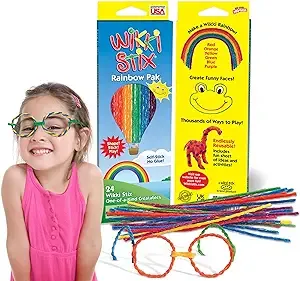 Wikki Stix Rainbow Pak Arts & Crafts, Kids Travel Essential, Pack of 24 in Rainbow Colors, Ages 3 & Up