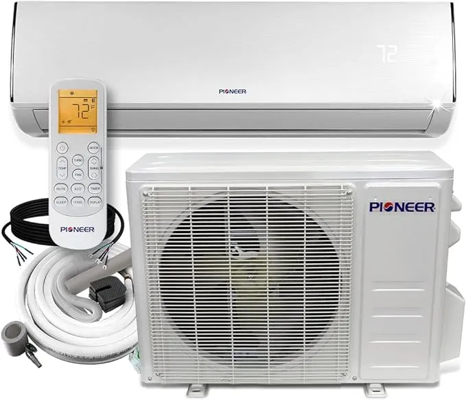 Pioneer Diamante Series Ductless Mini-Split Air Conditioner Inverter Heat Pump Full Set with 16 Ft. Kit