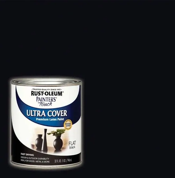 Rust-Oleum 1976502 Painter's Touch Ultra Cover Flat Black Paint - 1 qt