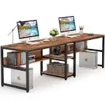 Tribesigns Two Person Desk with Bookshelf