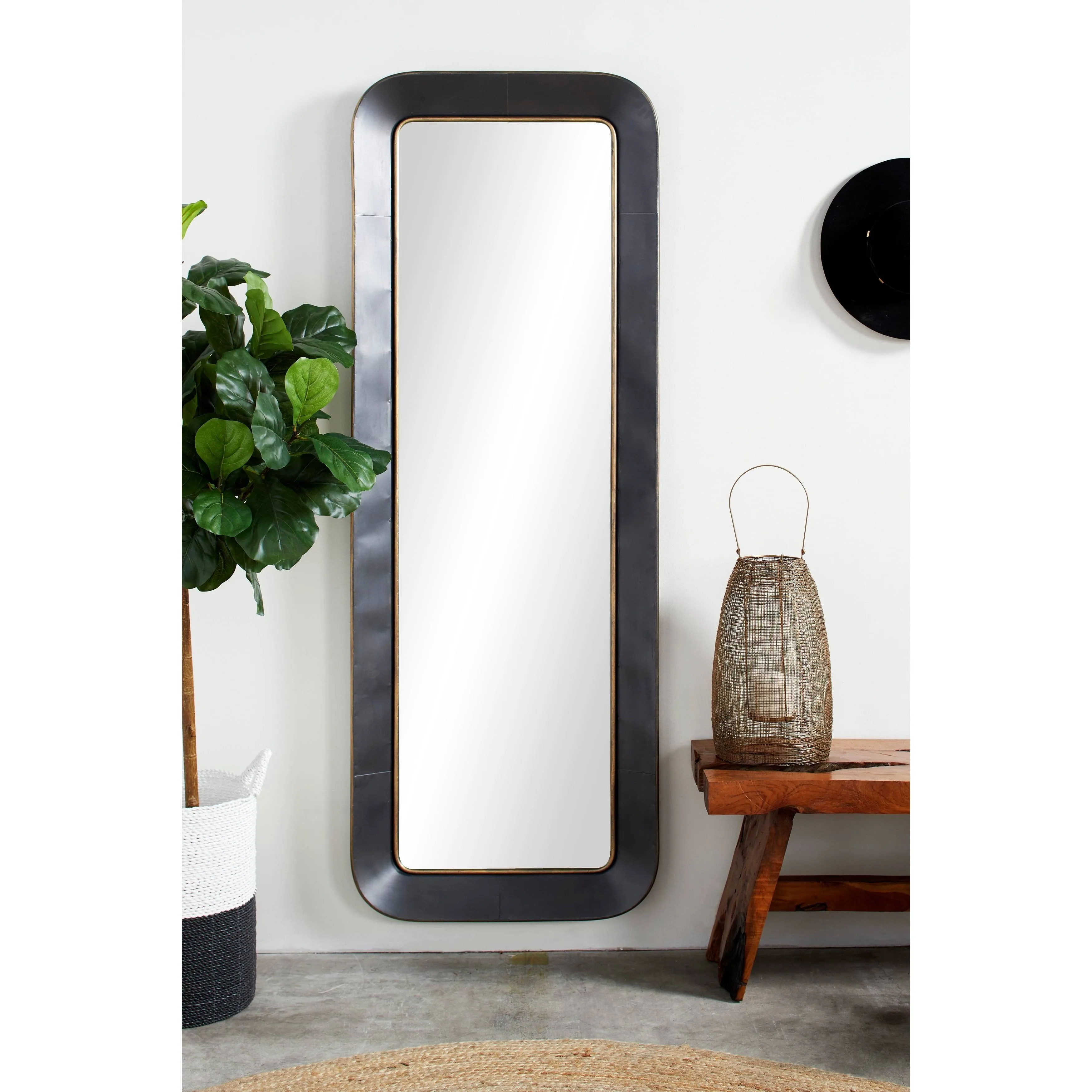 Monroe Lane Industrial Metal Wall Mirror, Black