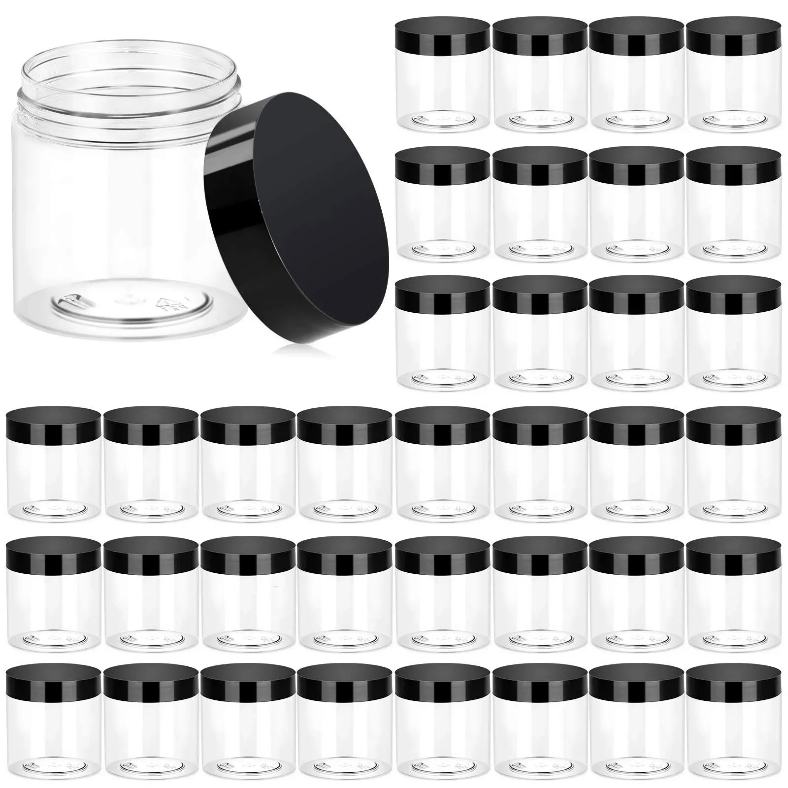 36 Pack 4 oz Jars Round Clear Cosmetic Container with Lids, Eternal Moment Plastic Slime Jars for Lotion, Cream, Ointmen