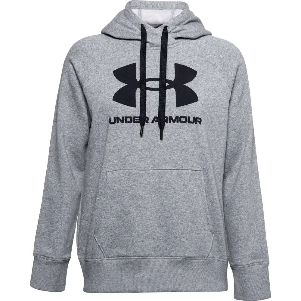 Under Armour Women's Rival Fleece Logo Hoodie, Black Rose (664)/Breaker Blue, X-Small