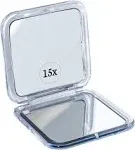 MIRRORVANA Small Compact 15x Magnifying Mirror for Travel - Handheld, Foldable & Very Lightweight - Mini Pocket-Sized Magnified Mirror for Purse - Sq