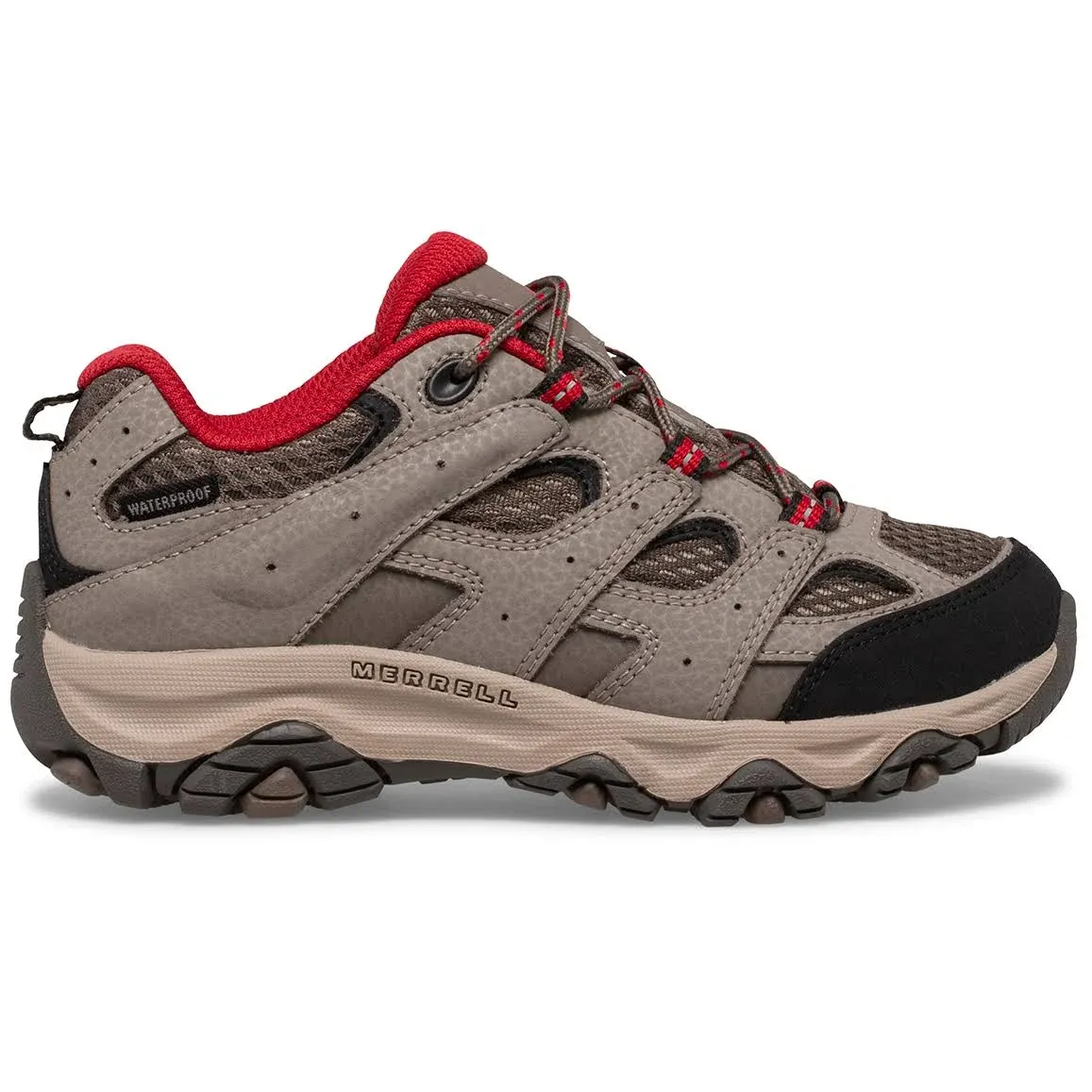 Merrell Moab 3 Low Lace Waterproof Shoes, Boulder/Red / 6