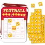 Big Dot of Happiness in My Football Era - Bingo Cards and Markers - Red and Gold Sports Party Bingo Game - Set of 18