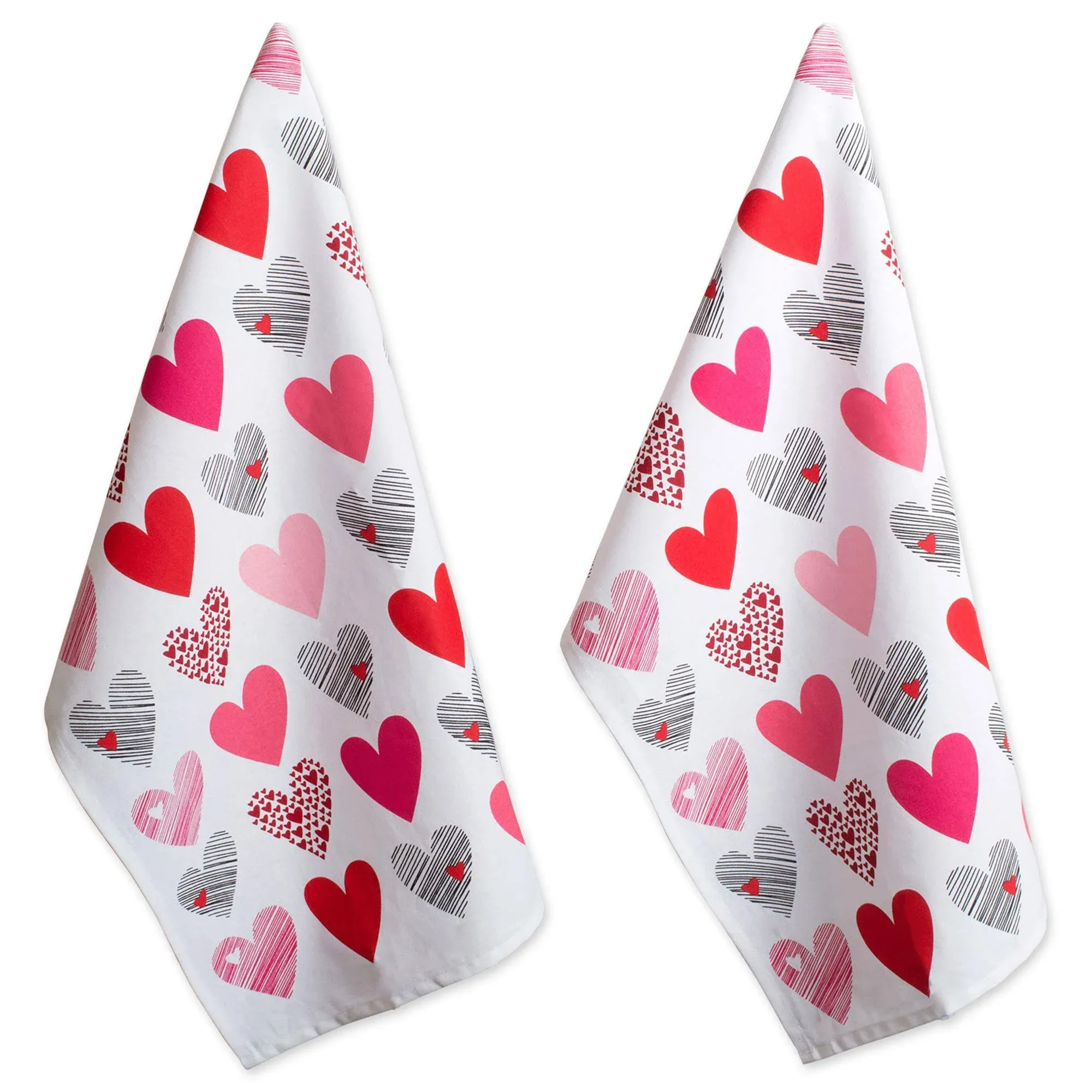 DII Hearts Collage Printed Dishtowel (Set of 2)