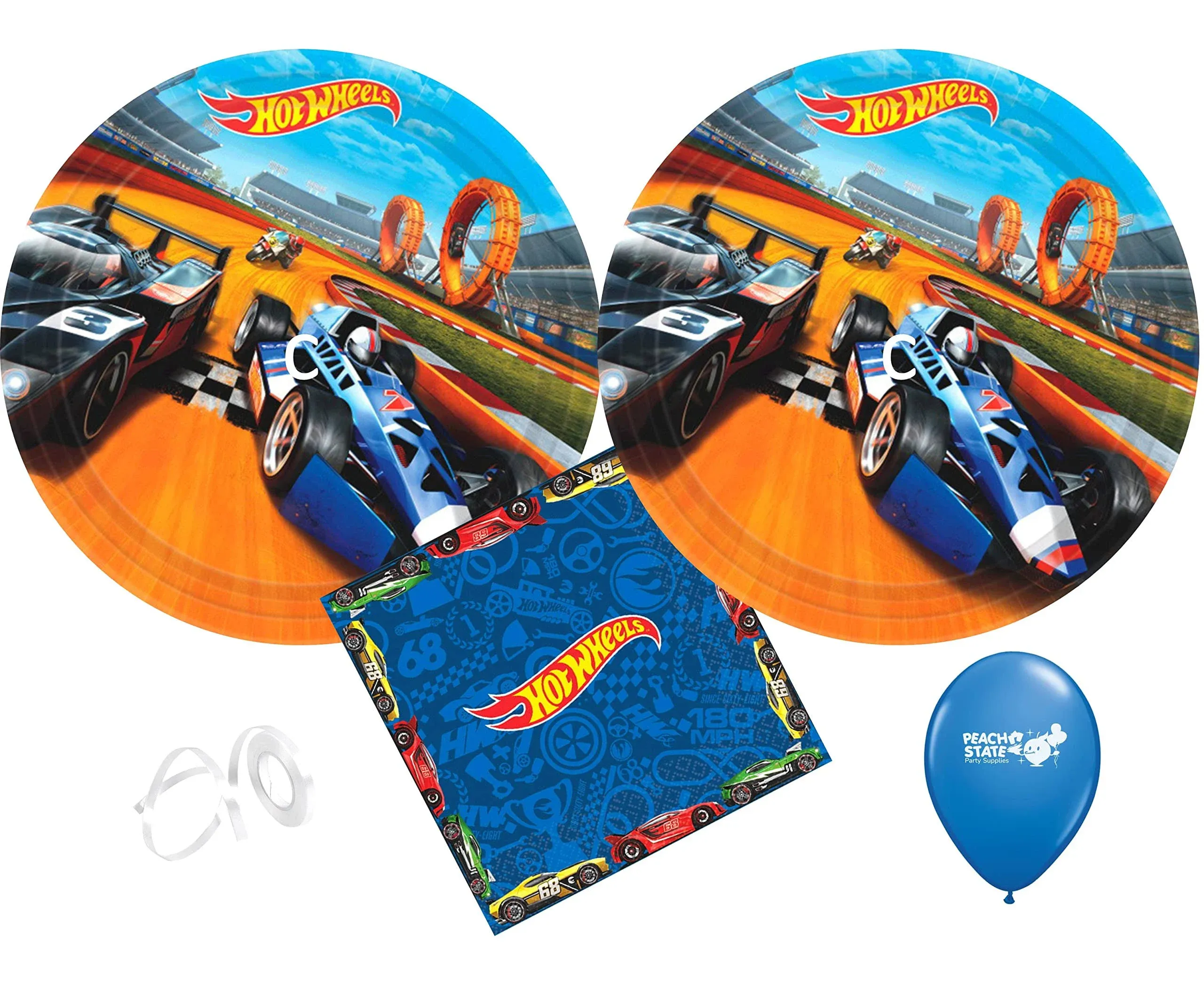 Hot Wheels Party Supplies Bundle with Luncheon Plates, Dessert Plates and Napkins for 8 Guests