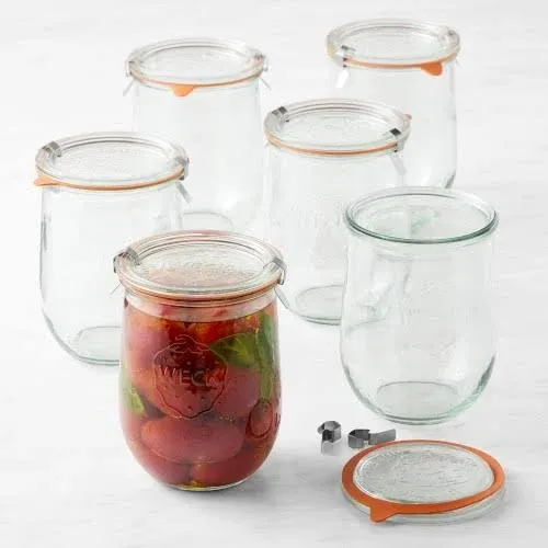 Mini Tulip Jelly Jar with Glass Lids 6 Rings and 12 Clamps, 6 Count (Pack of 1)