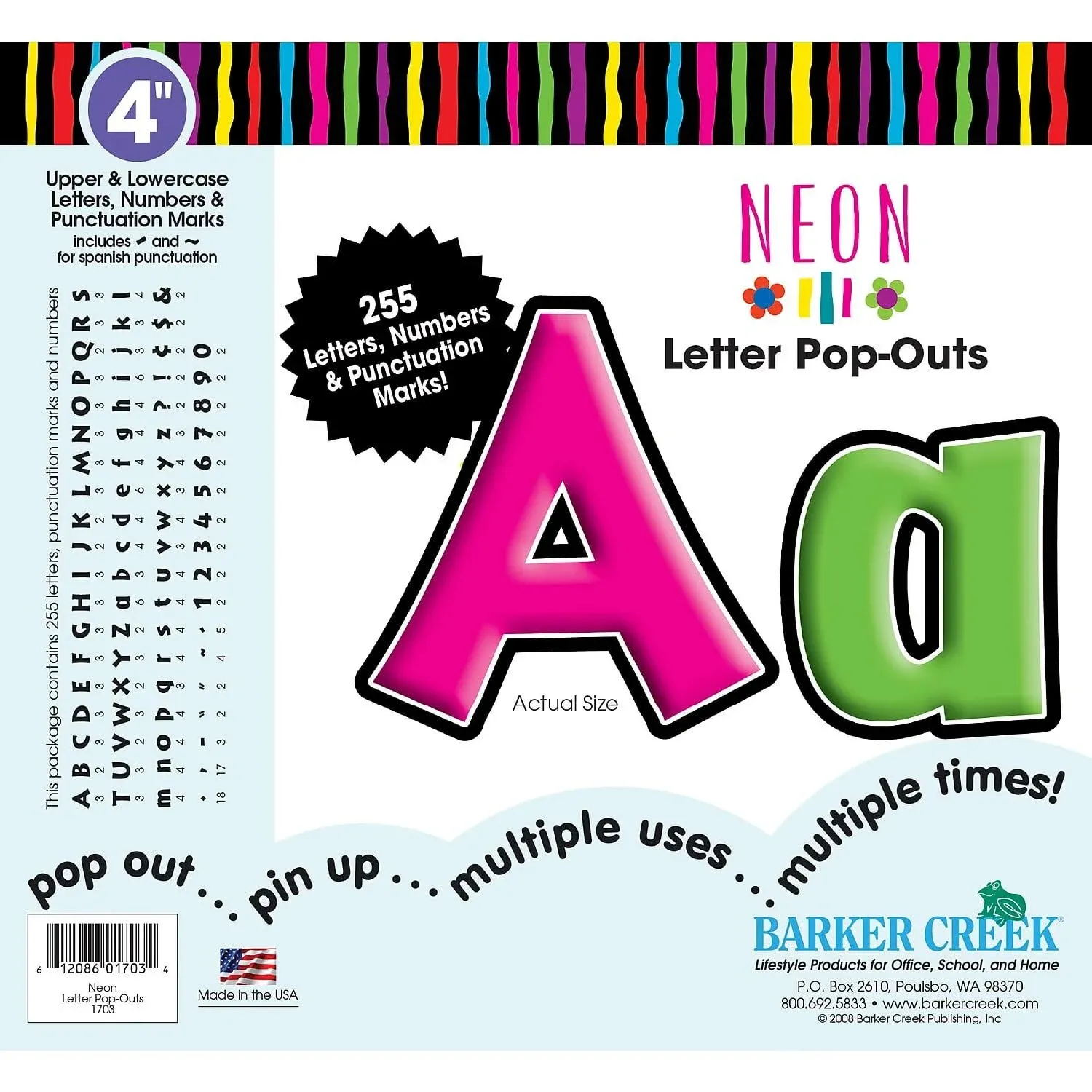 BARKER CREEK Neon Letter Pop-Outs 1703