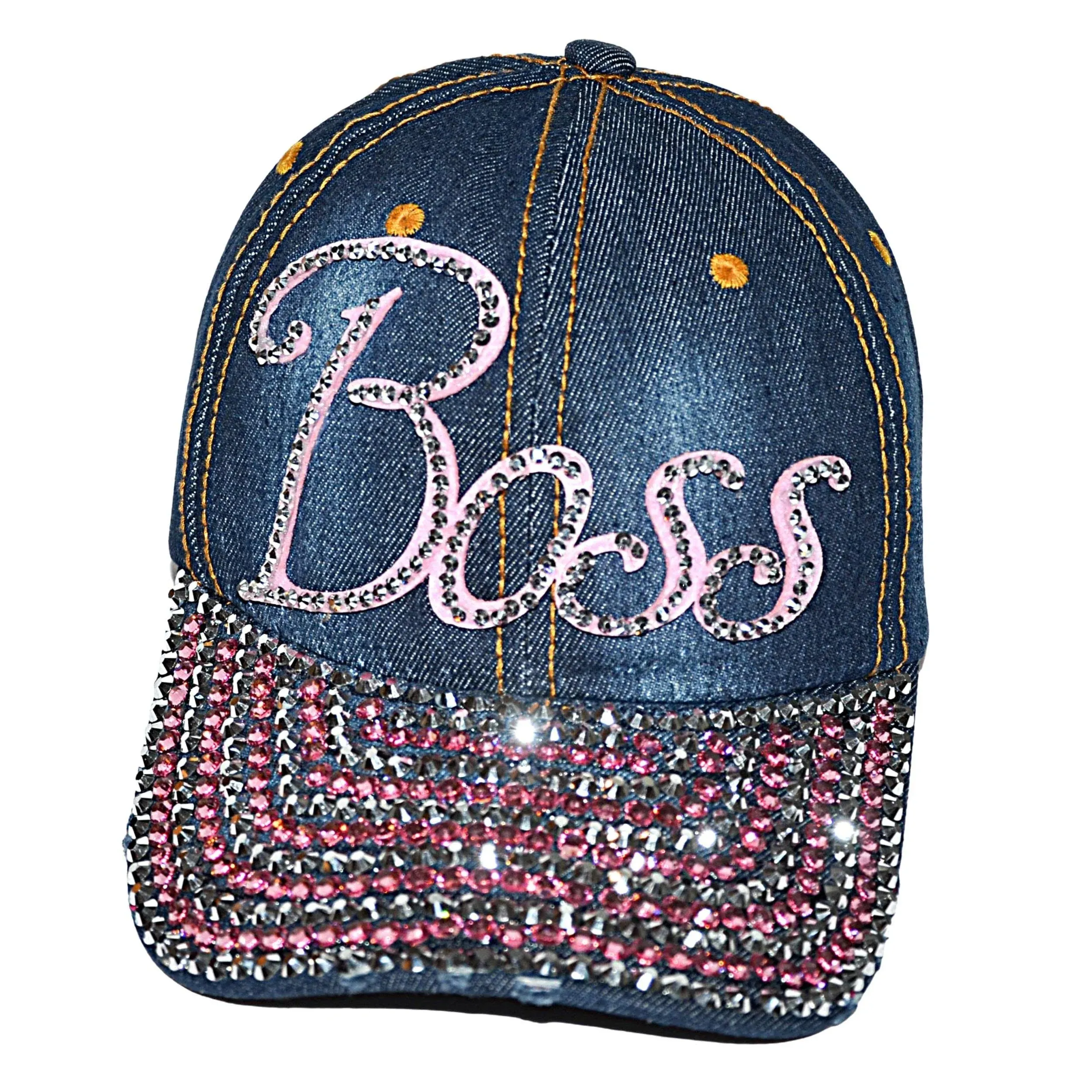 Popfizzy Womens Rhinestone Hat, Bling Denim and Diamonds Hat, Bling Gifts, Bedazzled Mom Hat, Fun Womens Baseball Caps Trendy