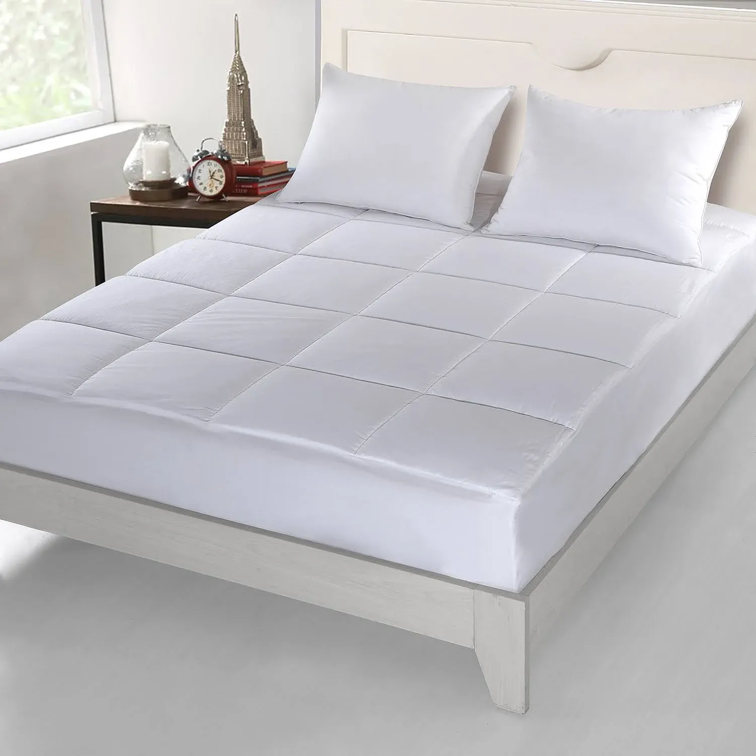 Cottonlux 500 Thread Count Cotton Mattress Pad, White, Full