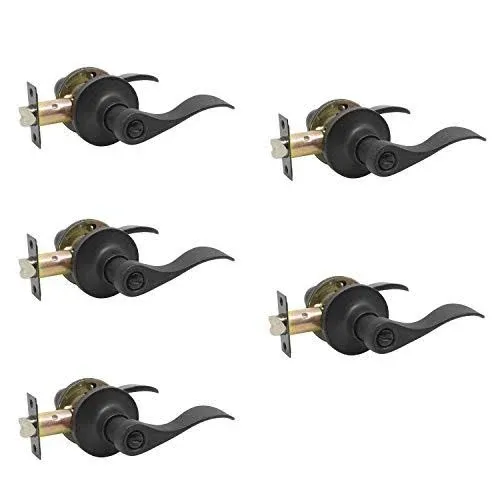 Probrico 5 Pack Privacy Bathroom Door Lock Lever Keyless No Keys Door Lockset ...