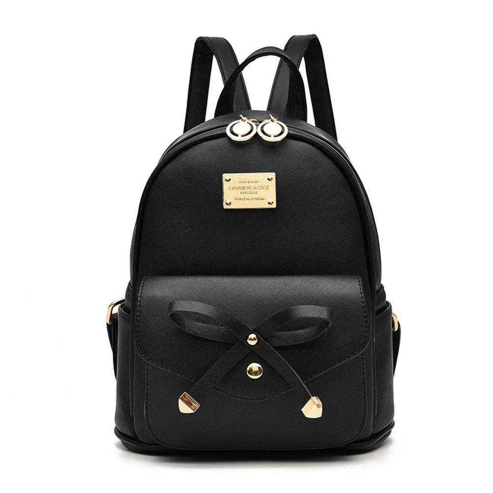 𝅺LEATHER Backpack Mini Backpack Purse for Women Black