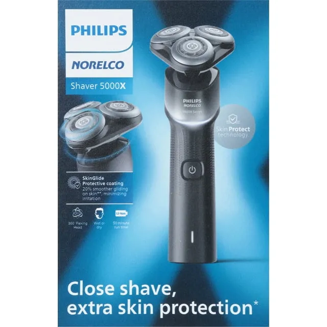 Philips Norelco - Shaver 5000X, Rechargeable Wet & Dry Shaver with Precision Trimmer, X5004/84 - Silver/ Black