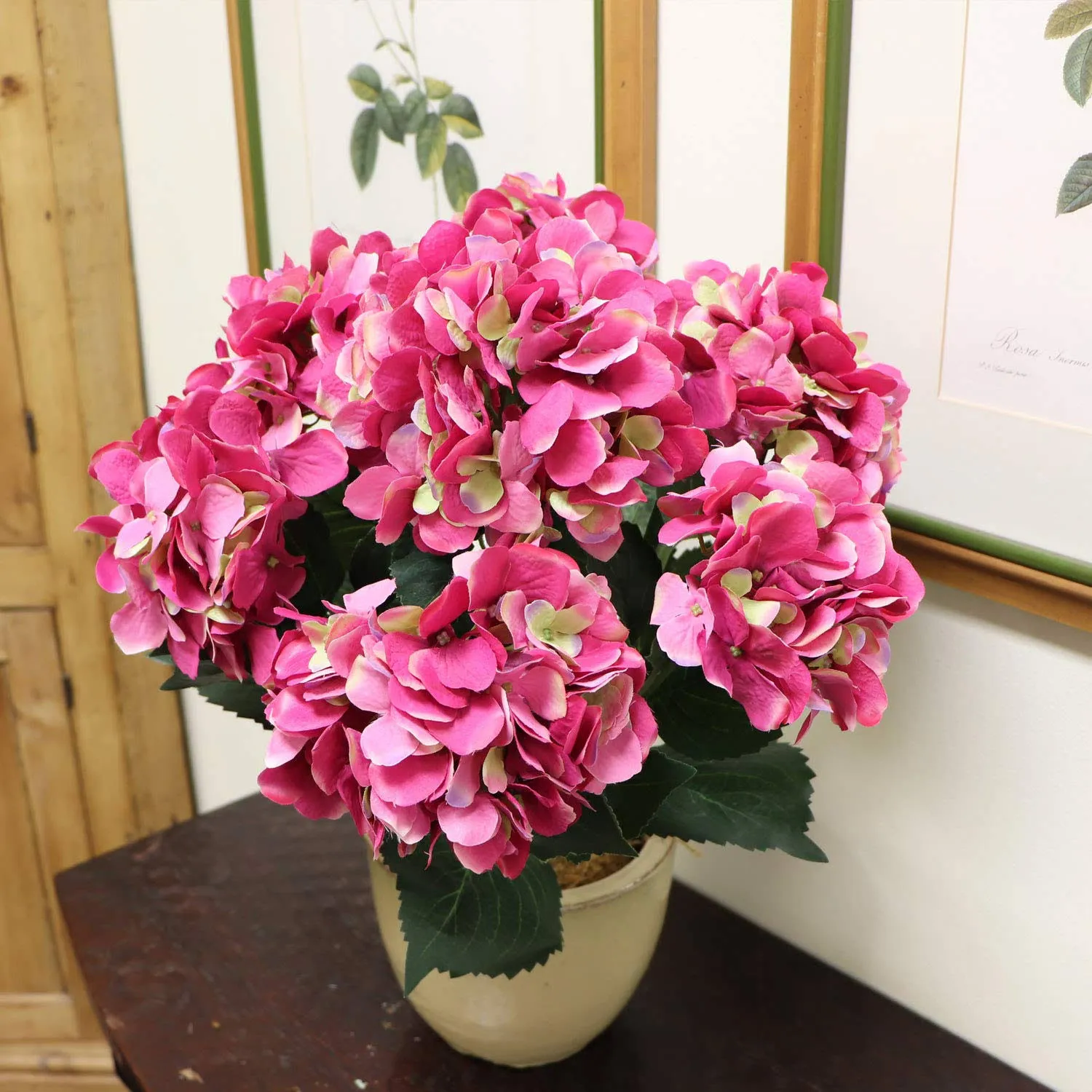 Hydrangea Silk Flowers Plant, Fuchsia, Indoor Home Decoration - Transitional - Artificial Flower Arrangements - by AT HOME FLORAL | Houzz