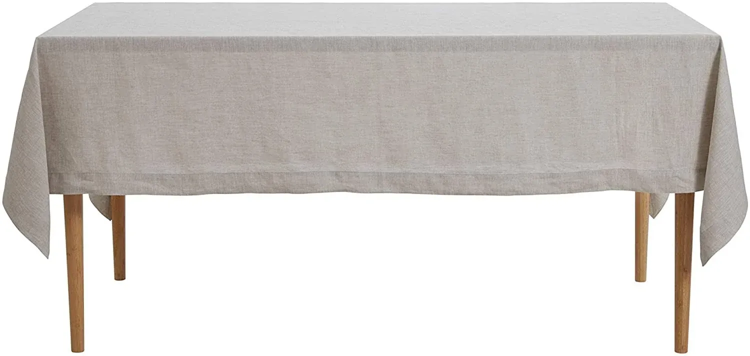 DAPU Pure Linen Tablecloth 100% French Natural Linen for Kitchen Dinning Tabletop (Rectangle/Oblong, Natural Linen, 60×84 Inch)