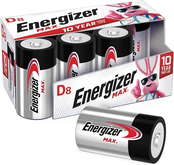 Energizer Max Batteries, Alkaline, D - 4 batteries