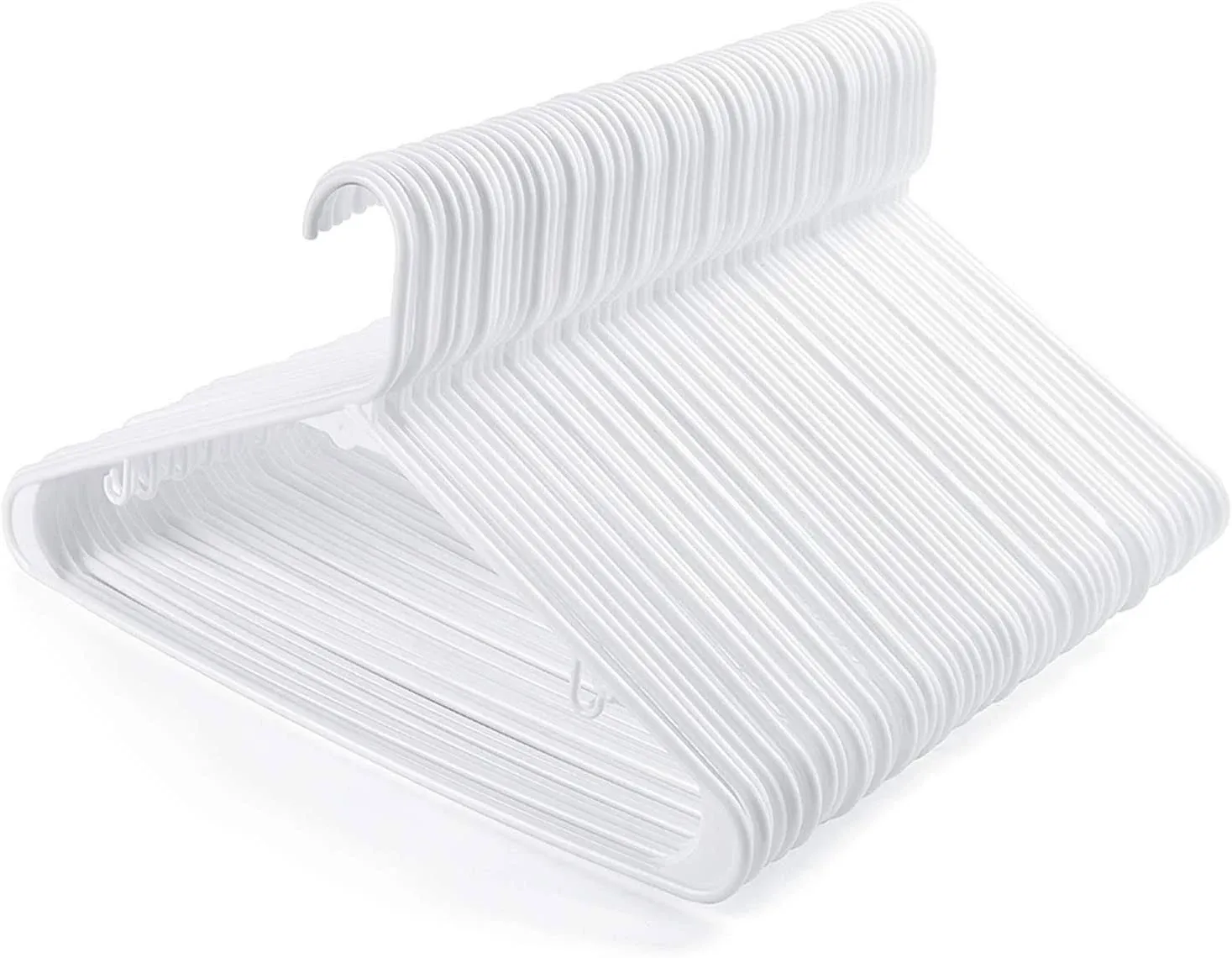 White Standard Plastic Hangers (50 Pack) Durable Tubular Shirt Hanger