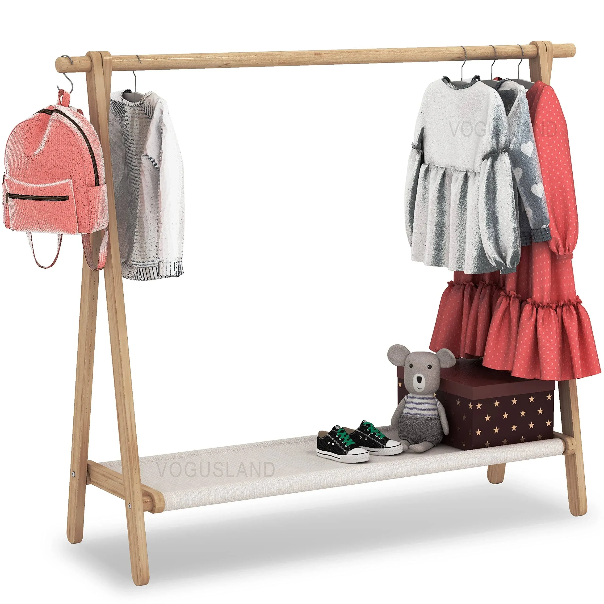 VOGUSLAND Dress Up Rack, Child Garment Rack, Kids Clothing Rack with Storage ...