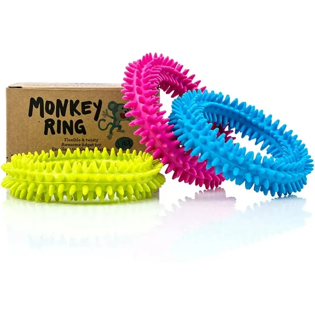 Impresa 3-Pack Spiky Sensory Rings from The Original Monkey Noodle, Fidget Bracelet for Kids with Unique Needs, Fosters Creativity, Focus and Fun-Great for Classrooms, Home & Playtime Age 3+