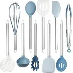 COOK WITH COLOR Silicone Cooking Utensils, Kitchen Utensil Set, Easy to Clean Silicone Kitchen Utensils, Cooking Utensils for Nonstick Cookware, Kitchen Gadgets Set, 10 Pieces, Rose