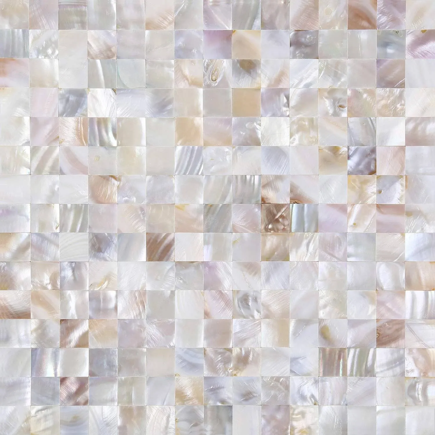 CNK Tile White Square Groutless Pearl Shell Tile