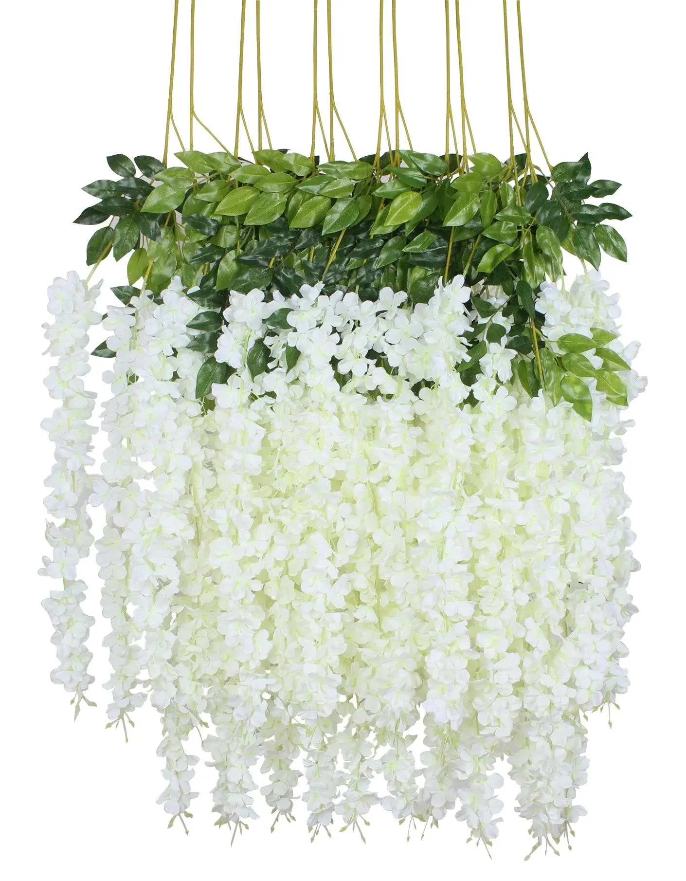 Duovlo 12 Piece 3.6' Artificial Silk, Wisteria Vine Ratta Hanging Flower Garland ...