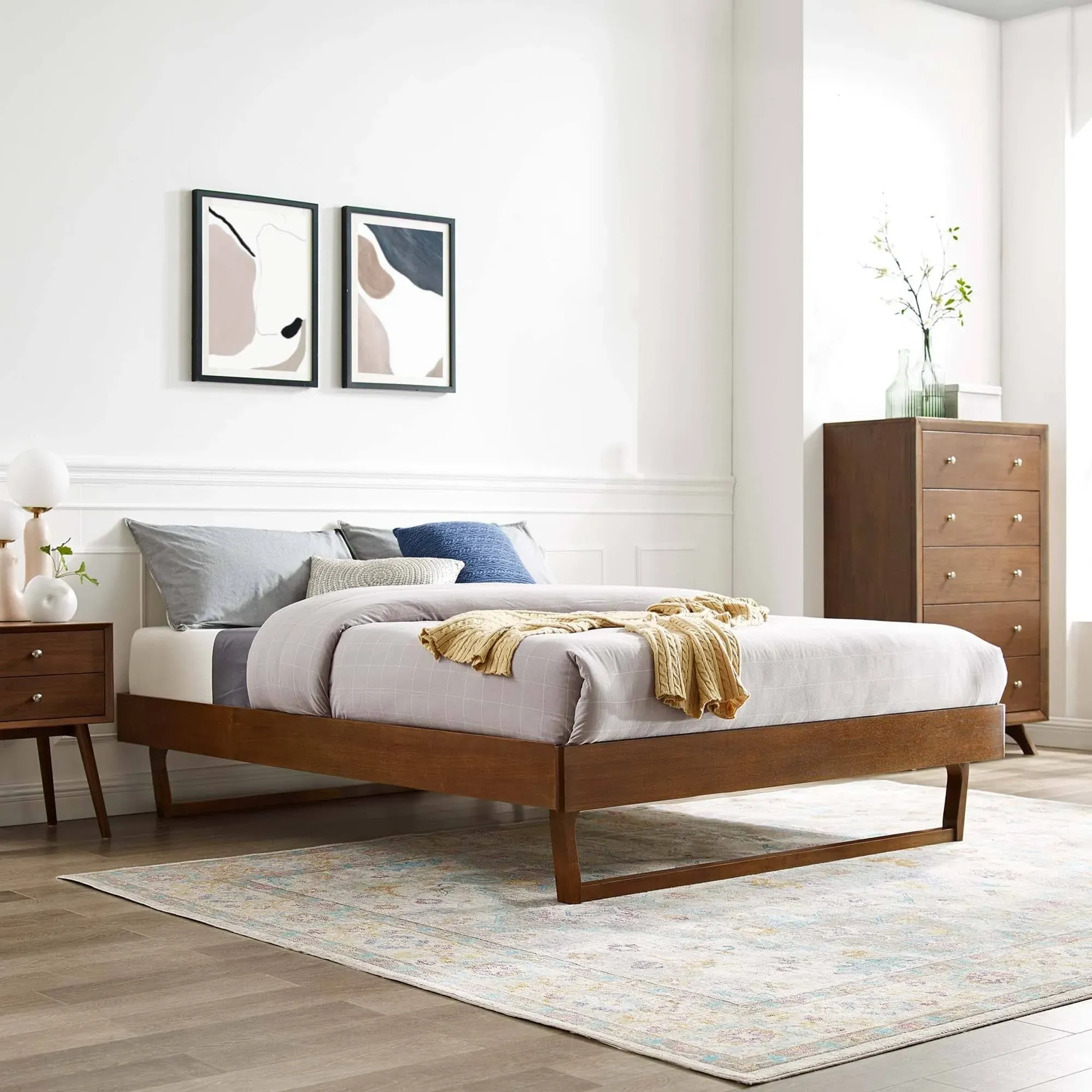 Billie in Walnut Twin Wood Platform Bed Frame