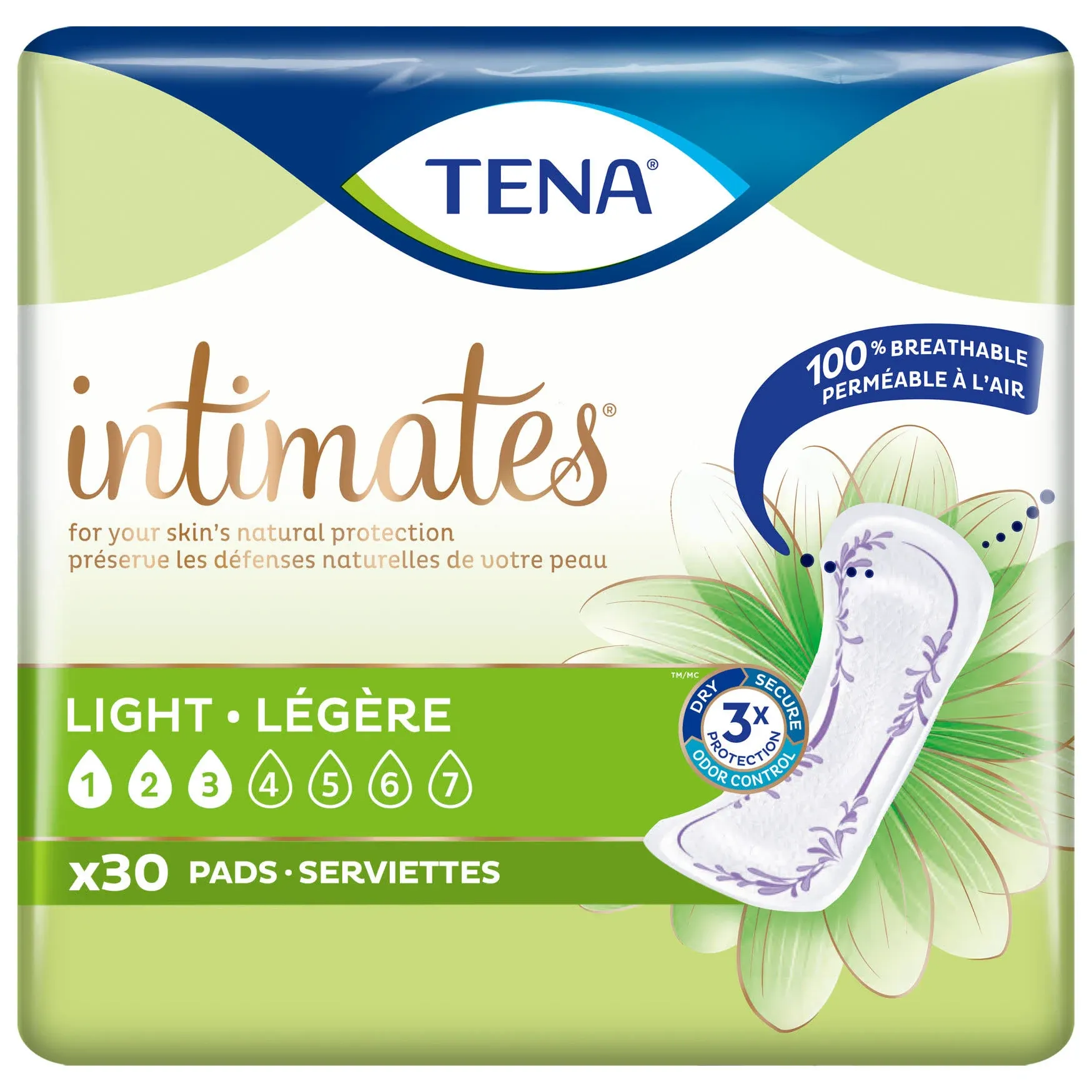 Tena Incontinence Pads, Bladder Control & Postpartum for Women, Ultra Light Thin Absorbency, Regular Length, Sensitive Care - 30 Count