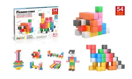 PicassoTiles 60 Piece Magnetic Puzzle Cubes Sensory Toy Set