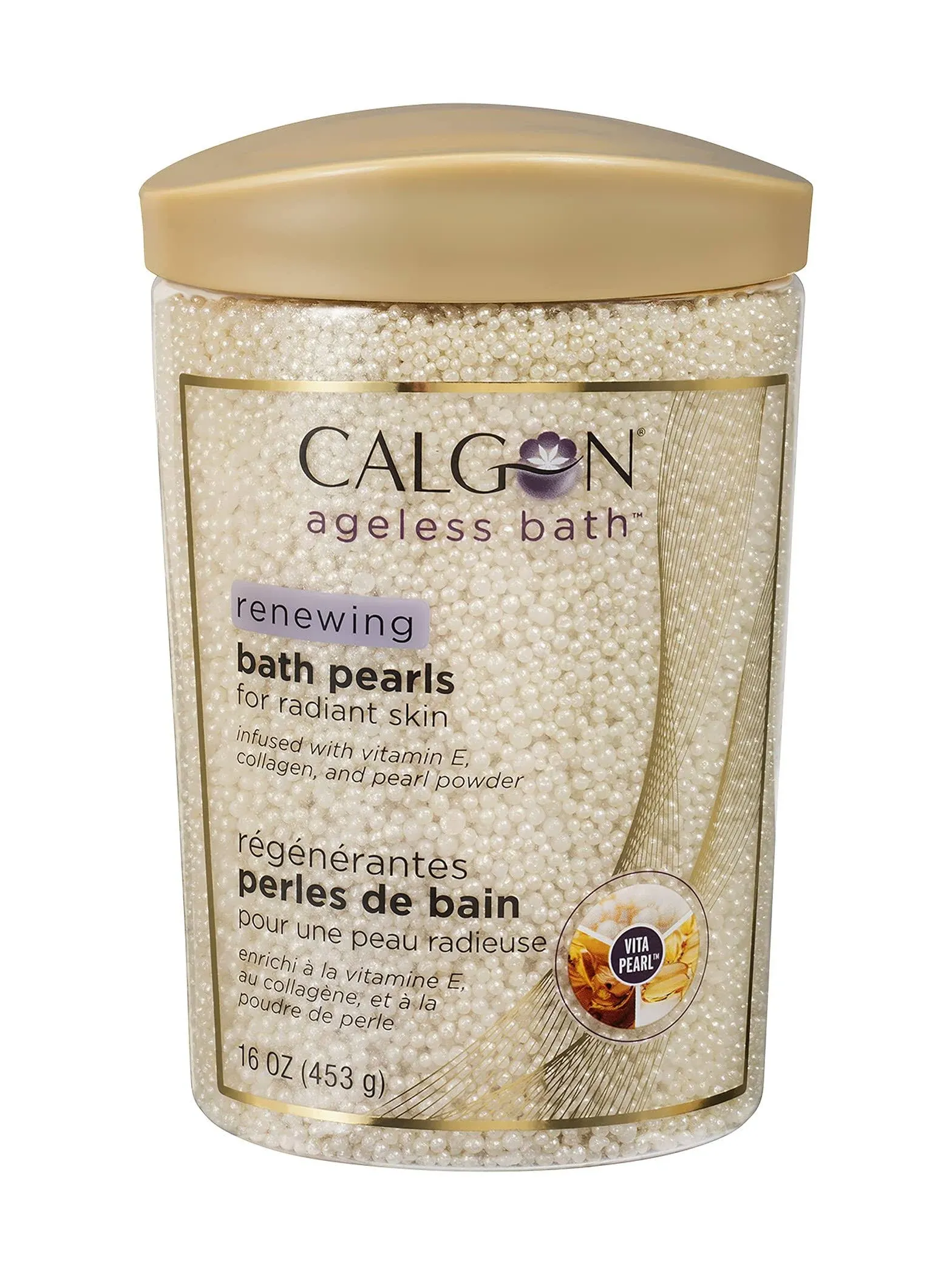 Calgon Ageless Bath Series Renewing Pearls For Radiant Skin, 16-Ounce