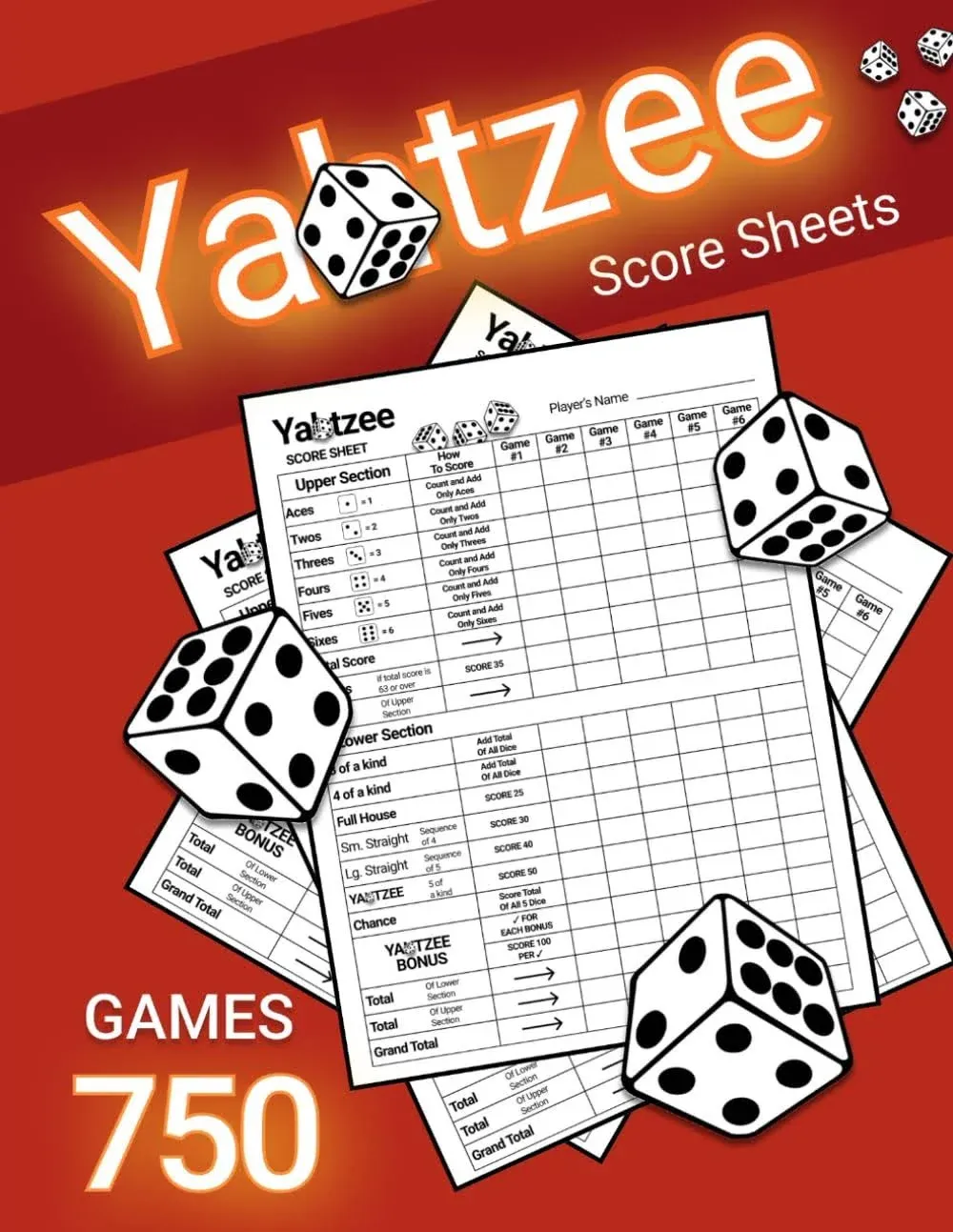 Yahtzee Score Pads: 750 Large Print Sheets for Scorekeeping (Score Book) - NEW