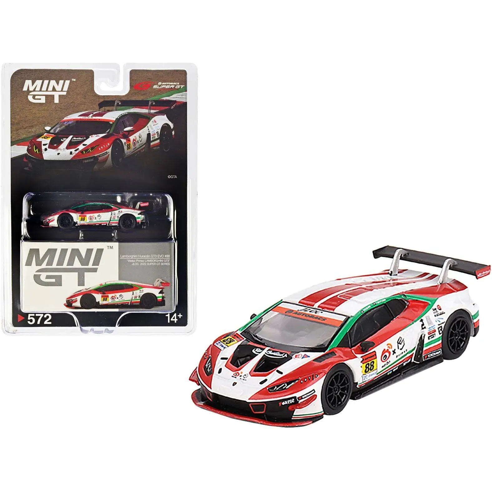 Lamborghini Huracan GT3 EVO #88 Takashi Kogure - Yuya Motojima "Weibo Primez - JLOC" "Super GT Series" (2022) Limited Edition 1/64 Diecast Model Car by True Scale Miniatures