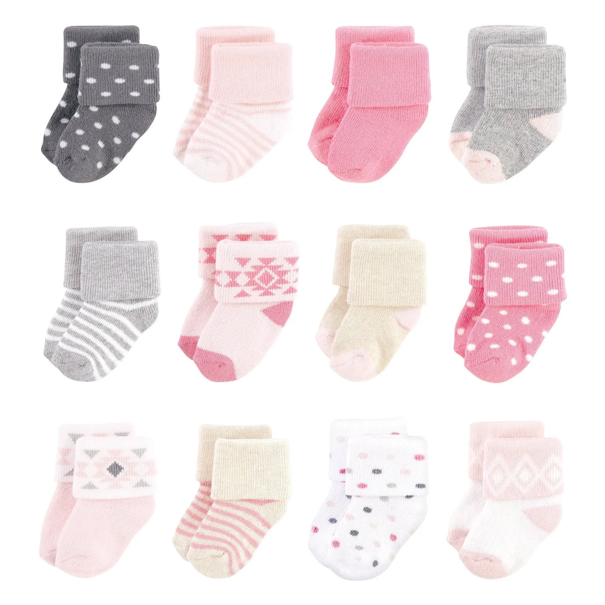 Hudson Baby Baby Girls' Cotton Rich Newborn and Terry Socks