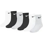 NIKE 6 pair everyday crew socks 6pk sport socks size 2XS XS Black White Gray Red